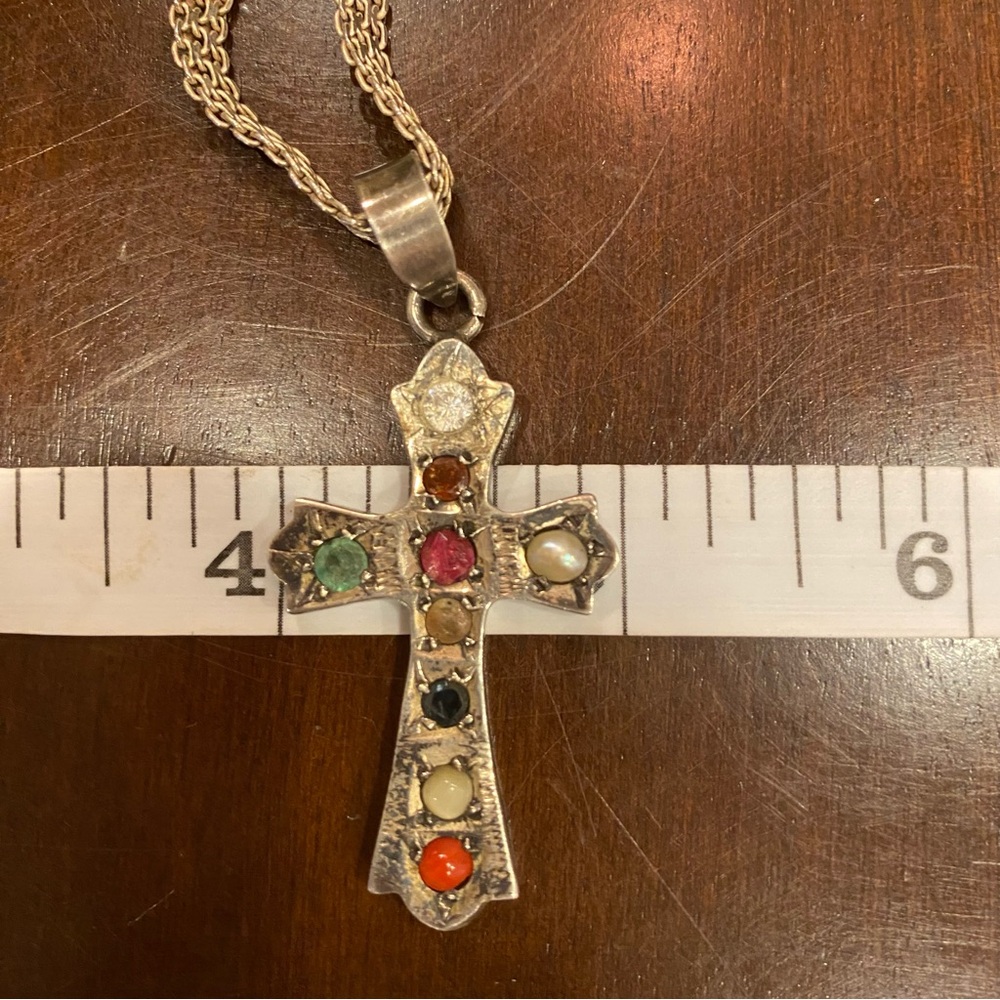 Sterling Silver Navrantha Cross Pendant and Woven Mesh Italian Chain 24” - Picture 13 of 16